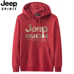 JEEP SPIRIT printed men sports hooded sweater casual loose spring and autumn comfortable pullover youth simple top sweatshirts