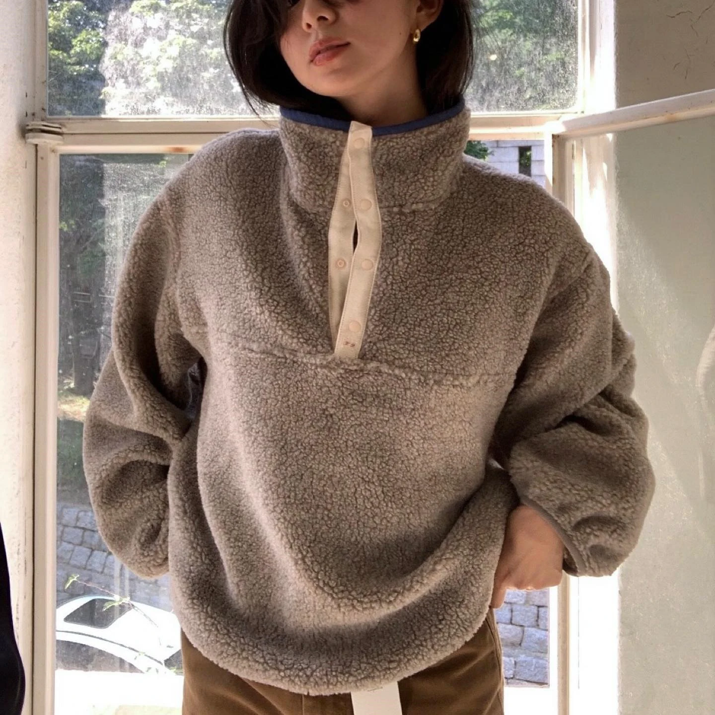 

Женская шикарная свободная куртка с капюшоном из овечьей шерсти, осенне-зимняя повседневная удобная толстовка с воротником-стойкой, верхняя одежда