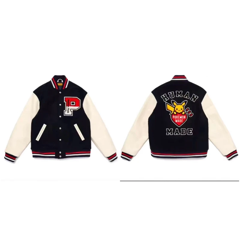 HUMADE Japanse retro stijlvolle honkbaljas geborduurd co-branded herfst winter paar bovenkleding