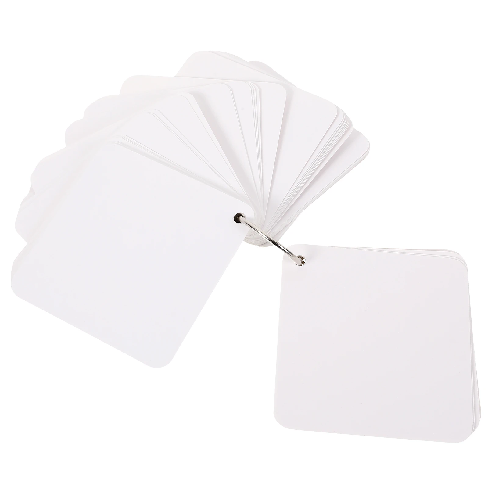 

1 set Blank Cards 8x8cm Pre Punch Hole Flashcards 2 Metal Rings for Studying Writing Note Taking Games Home School Office