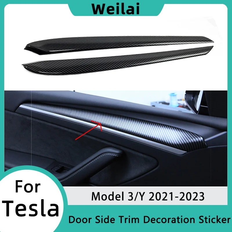 2023 Model Y Interior Door Trim Insert Cover for Tesla Model 3 ABS Auto Side Cover Door Sticker Style Car Interior Decoration