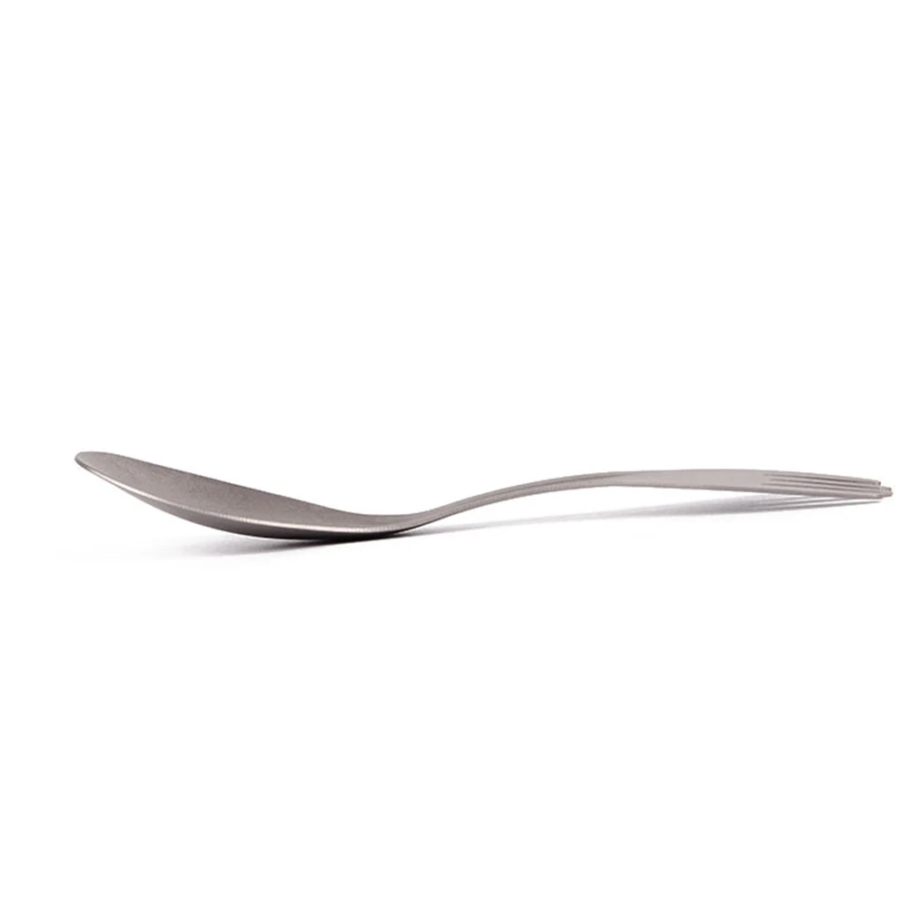

1pc Titanium Spoon Camping Cutlery Reusable Silverware Triple pcs Travel Utensils Lightweight Outdoor Picnic Hiking Dining Fork