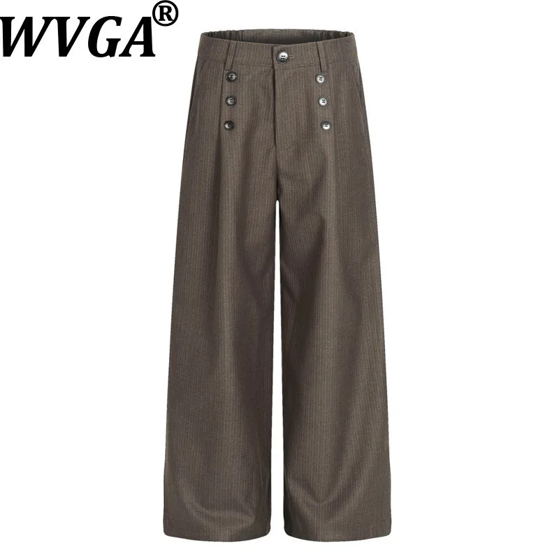 

WVGA Spring Autumn New Men American Style Striped Trendy Pleated Double Breasted Niche Casual Wide Leg Suit Pants Ins Y2K W17284