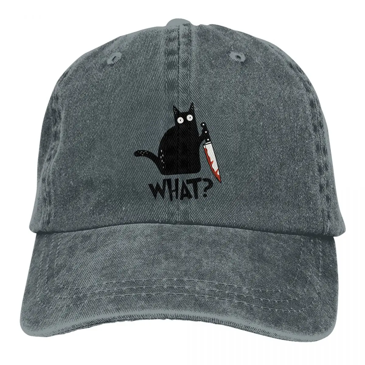 Cat What Murderous Black Cat With Knife Baseball Cap Men Hats Women Visor Protection Snapback Art Caps