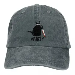 Cat What killer Black Cat con coltello berretto da Baseball uomo cappelli donna visiera protezione Snapback Art Caps