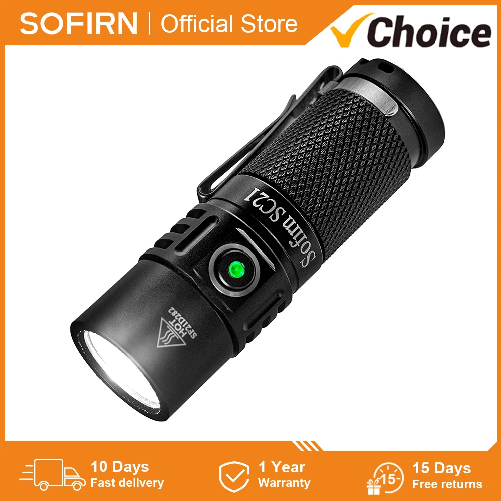 Sofirn-SC21 Mini 16340 LED Flashlight USB C 1000lm Rechargeable EDC Torch with Magnet Tail Power Indicator