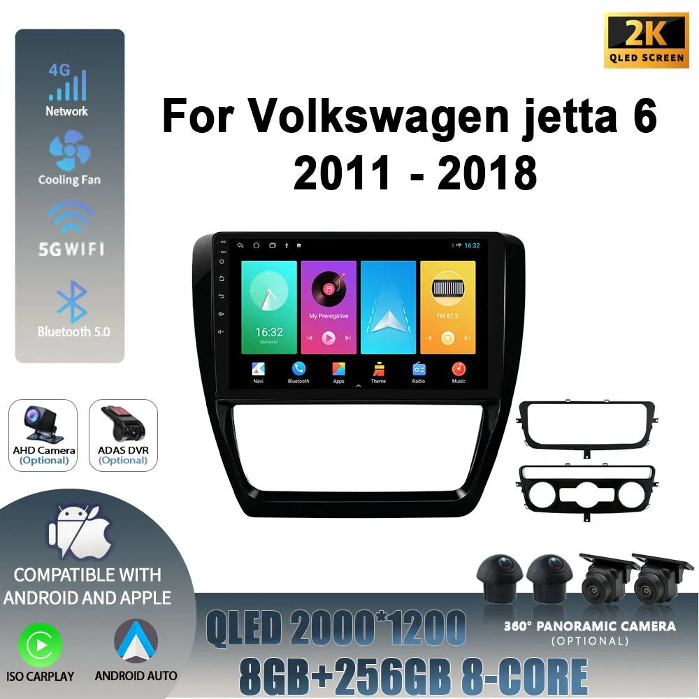 Android 14 For Volkswagen jetta 6 2011-2018 Head Unit WIFI Wireless Carplay Stereo Car Radio Multimedia Navigation Player 4G