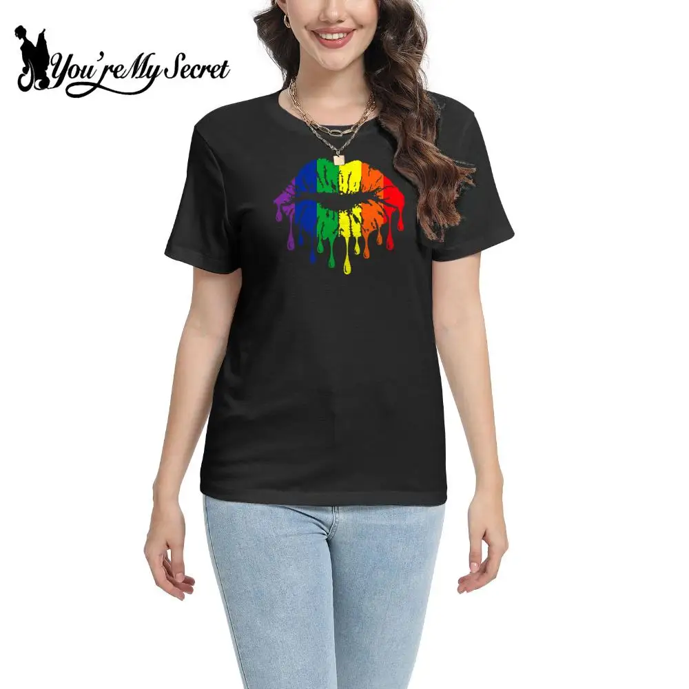 [You're My Secret] Holiday Party Gay Pride T-Shirts Women Casual Loose Top Short Sleeve Black 3D Printing Female Clothing