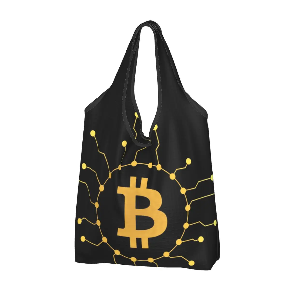 Borsa per la spesa riutilizzabile personalizzata con Logo BTC borsa per la spesa da donna borsa per Shopper con valuta digitale Bitcoin portatile