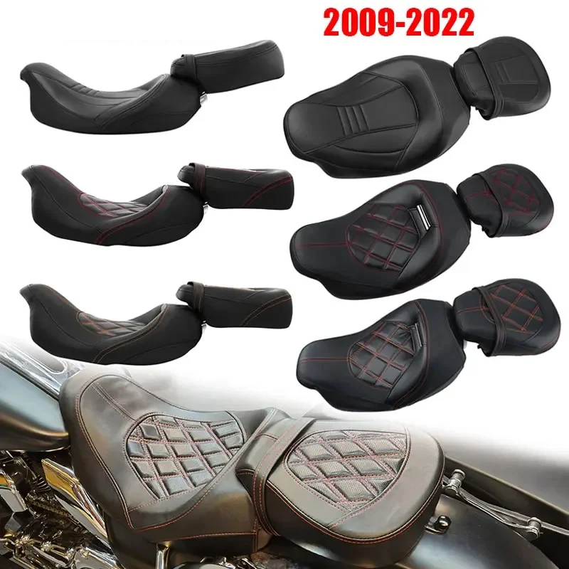 

Motorcycle Stitching PU Leather Seat Pillion Rider Seat For Harley Touring Street Glide Road King Special Classic 2009-2022