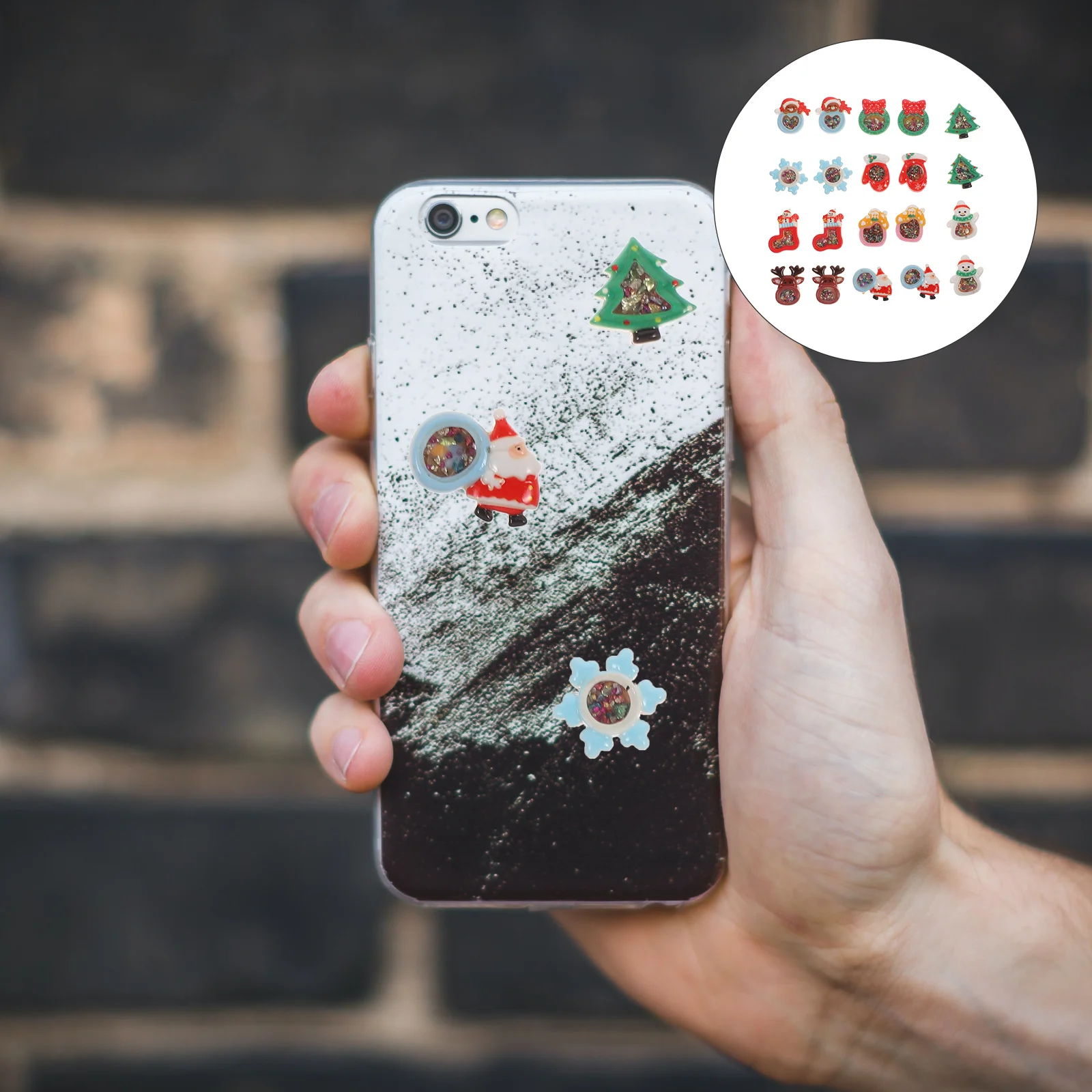 

20Pcs Christmas DIY Resin Accessories Mini Pendant for Mobile Phone Case Hairpin Decoration Handmade Christmas Jewelry Pendant