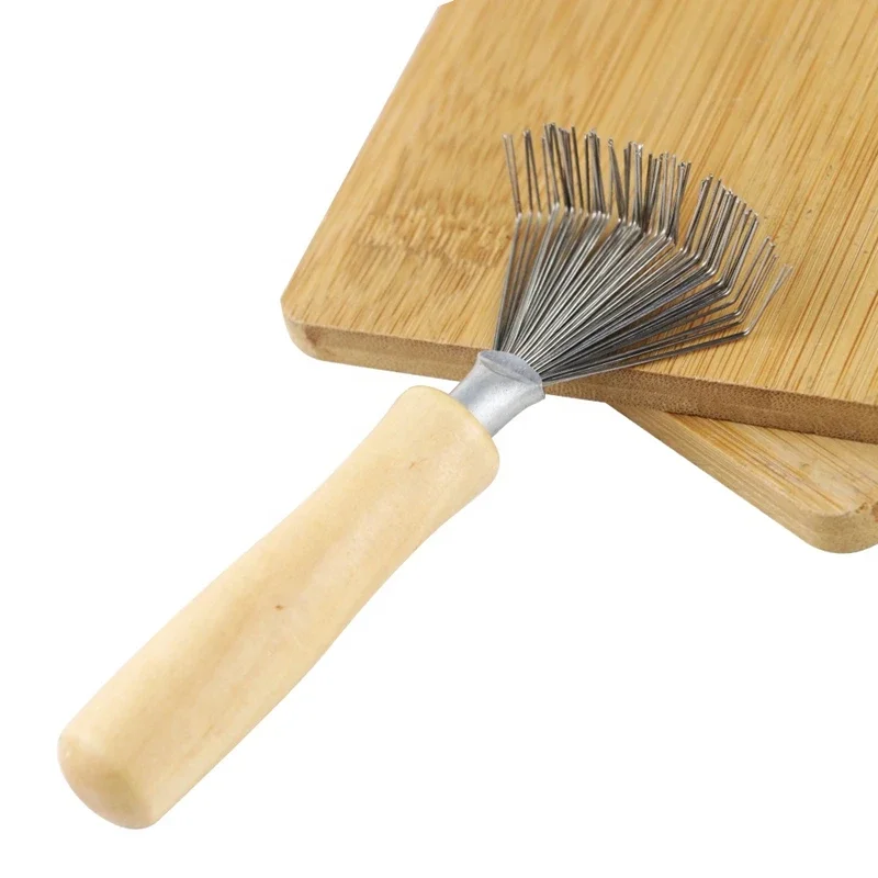 1 قطعة سلك معدني أشعل النار فرشاة شعر خشبية أداة تنظيف العناية بالشعر صالون تصفيف أدوات صغيرة فرشاة إزالة الأوساخ الشعر للمنزل والصالون