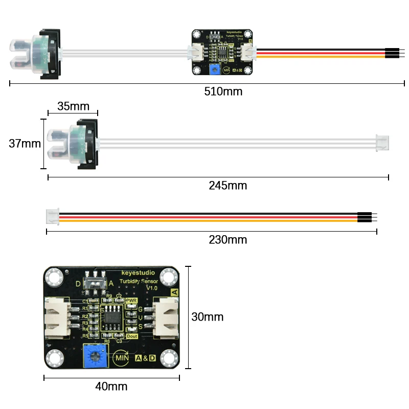 Keyestudio czujnik mętności i miernik TDS moduł czujnika wody filtr dla projektów Arduino UNO dla Raspberry Pi i BBC Micro:Bit