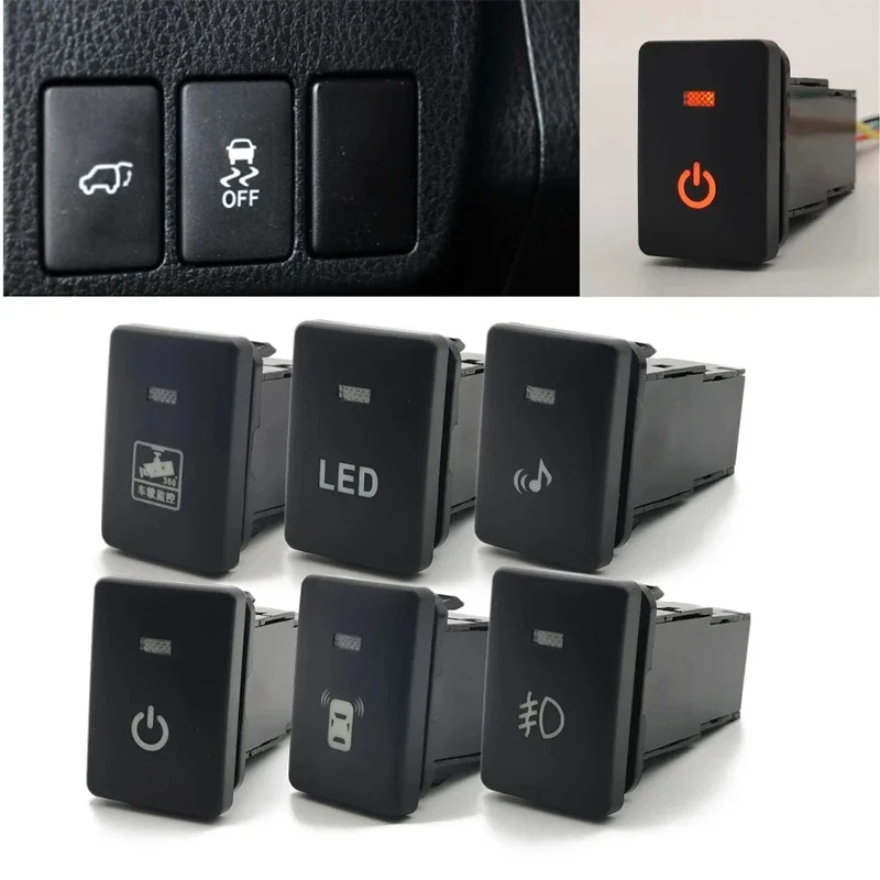 Car LED Fog Light Power on Off Parking Radar Camera Recorder Music Switch Button with Wire for Suzuki Jimny 2019 2020 2021