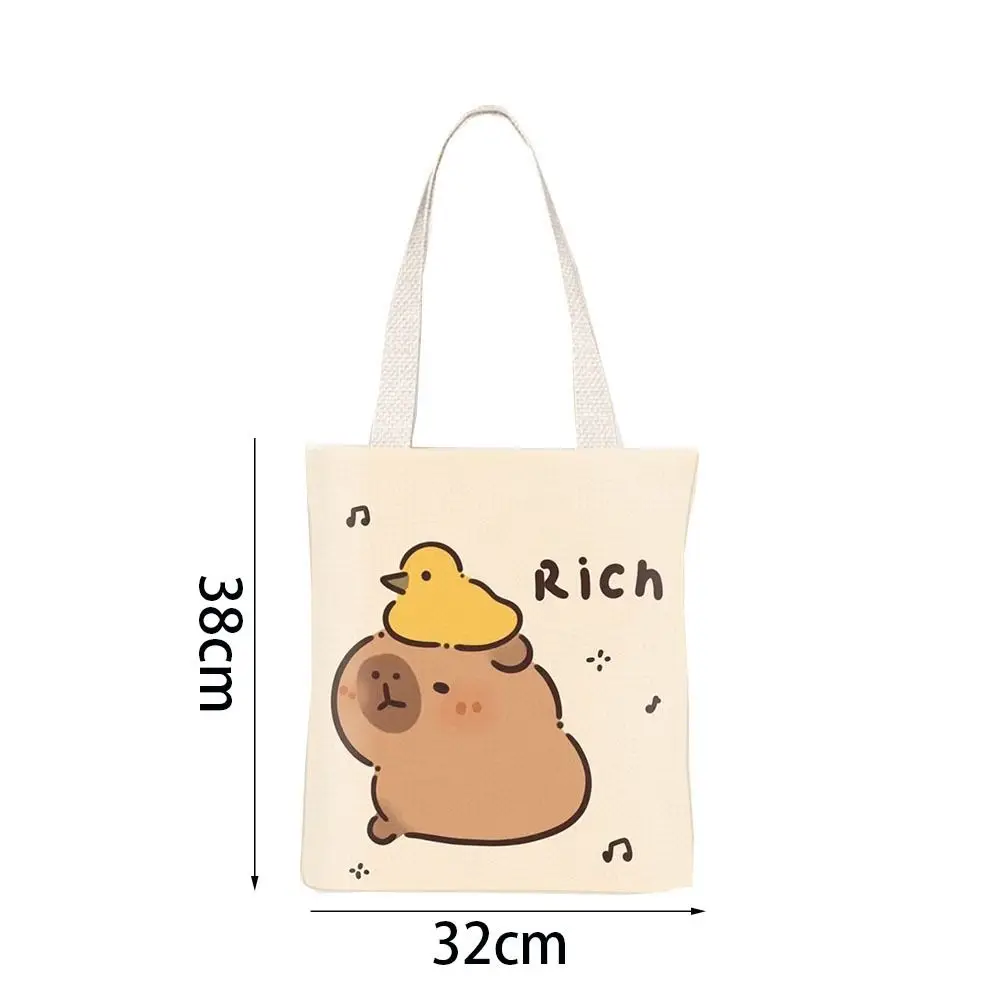 Large Capacity Capybara Canvas Bag Capybara Hand Canvas Bags Double-sided Cartoon Handbag Reusable Shopping Bag Shoulder Bags