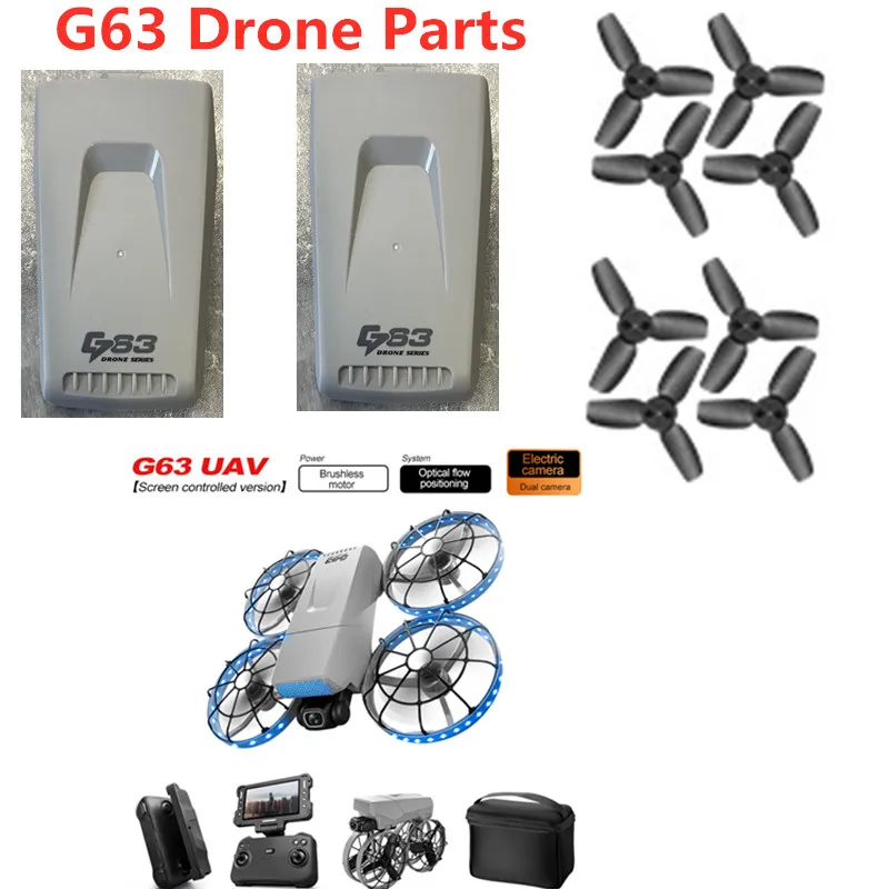 G63 RC Drone Battery G63 Remote Control Drone Spare Accessories Parts G63 Drone 3.7V 1300Mah Battery BladesUSB Line Propeller