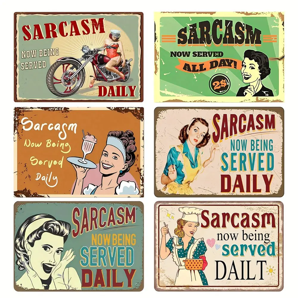 

Funny Retro Metal Tin Sign, Sarcasm, Now Being Served Daily, Vintage Wall Plaque, Poster for Cafe, Bar, Kitchen, Wall Decor Gift