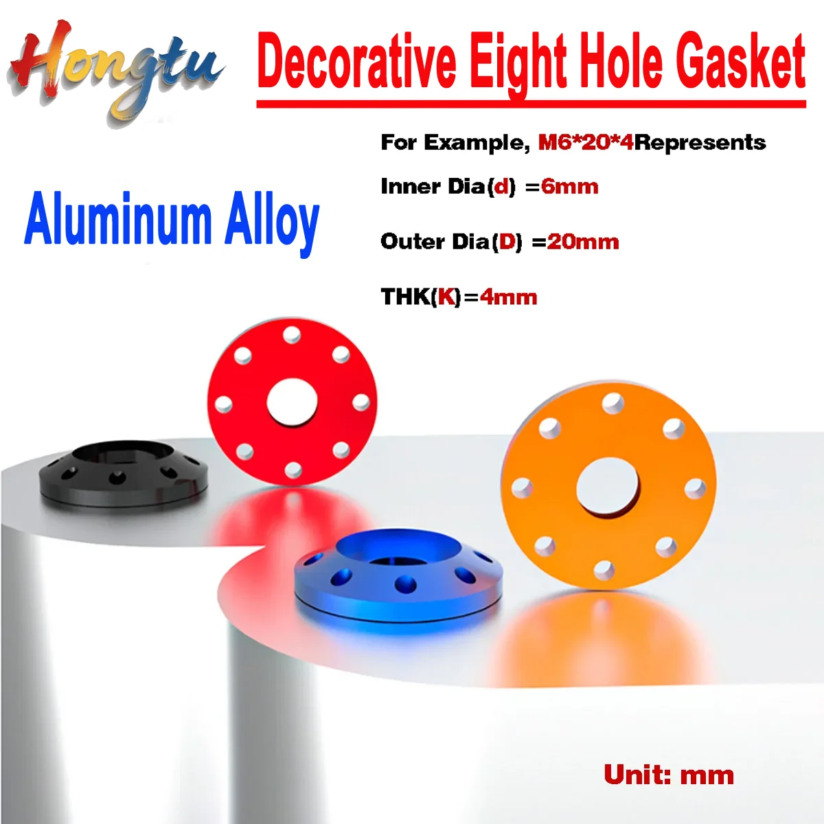 

Hongtu Aluminum Alloy Decorative Eight Hole Gasket/Disc Color Washer M6M8
