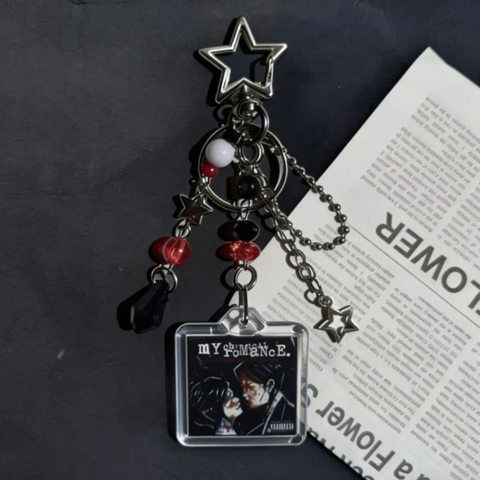 Rock Keychain My Chemical Romance Keychain Bag Sweet Revenge Beads Charm Aesthetic