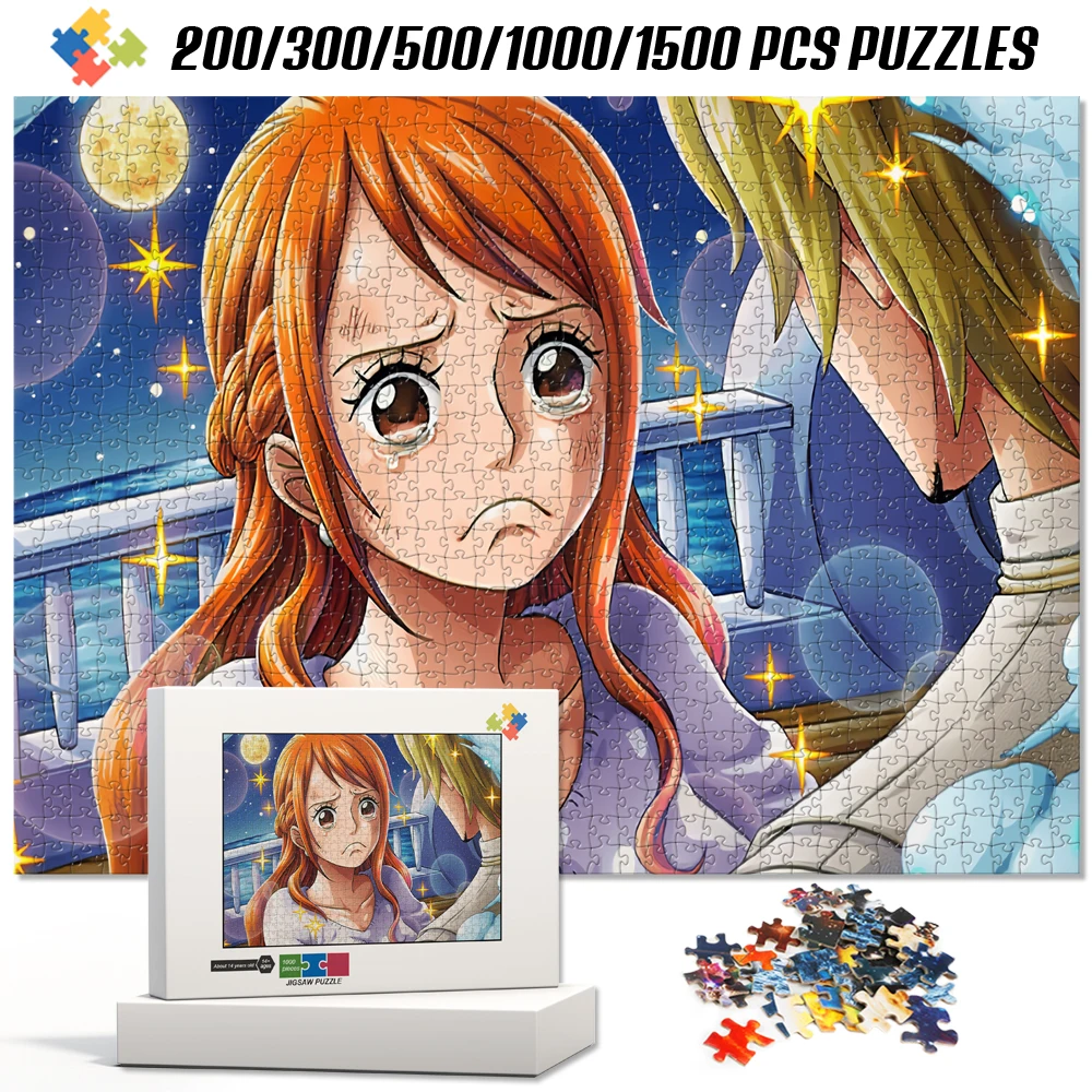

One Piece Nami & Sanji Night Scene Jigsaw Puzzles Tight Bite Waterproof Pieces Family Interactive Activity Party Game for Fans