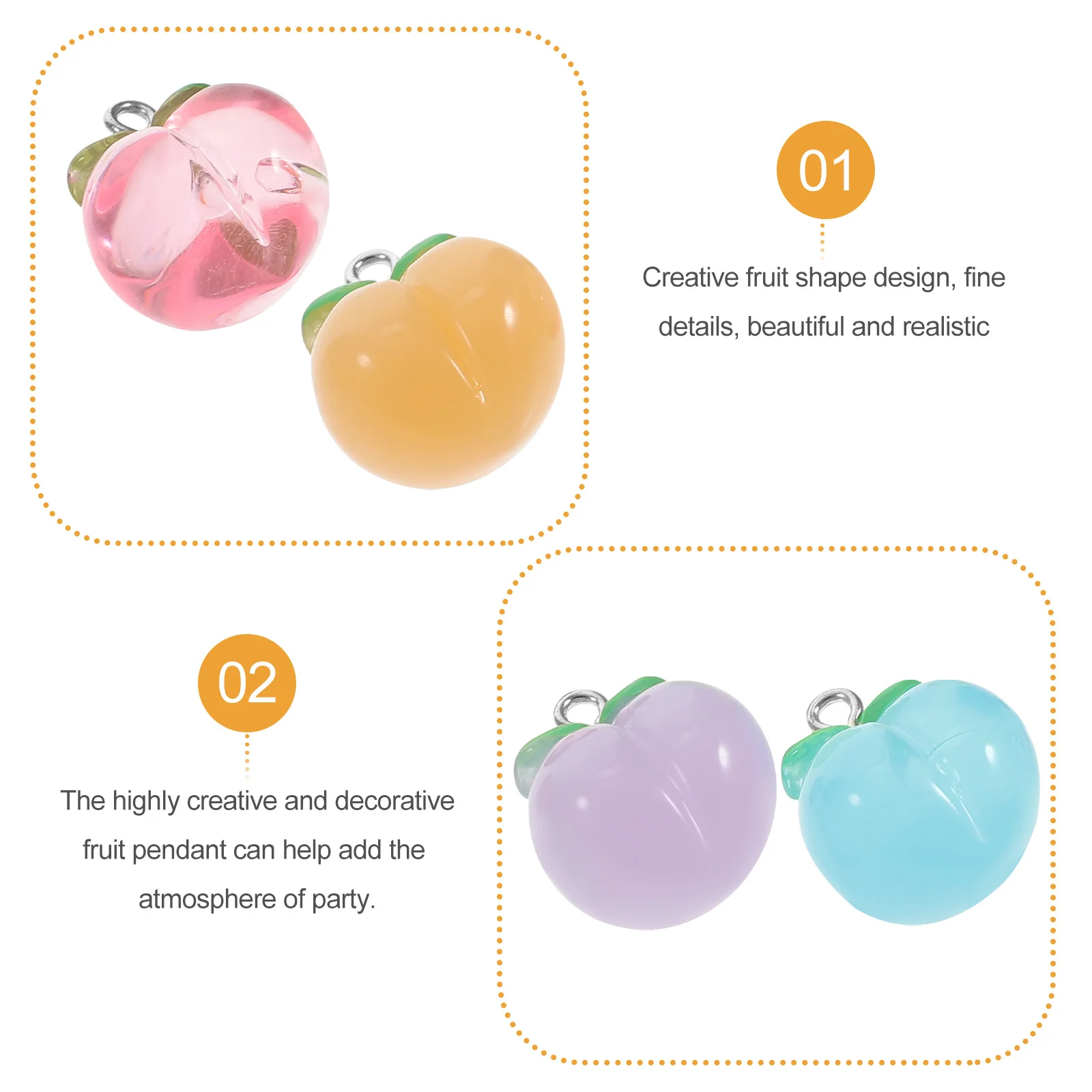 

20Pcs Fruit Resin Charms Peach Charms DIY Jewelry Making Necklace Bracelet Earring Making Crafts Bulk Resin Pendant