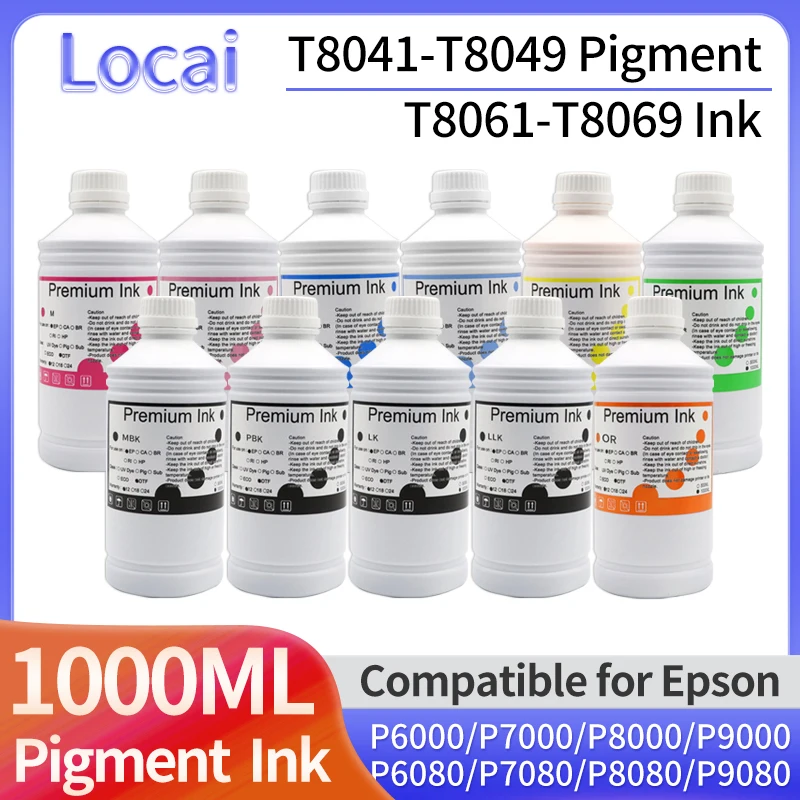 1000ML Waterproof Pigment Ink For Epson P6000 P7000 P8000 P9000 P6080 P7080 P8080 P9080 Inkjet Printer T8041 T8049 T8061 Ink