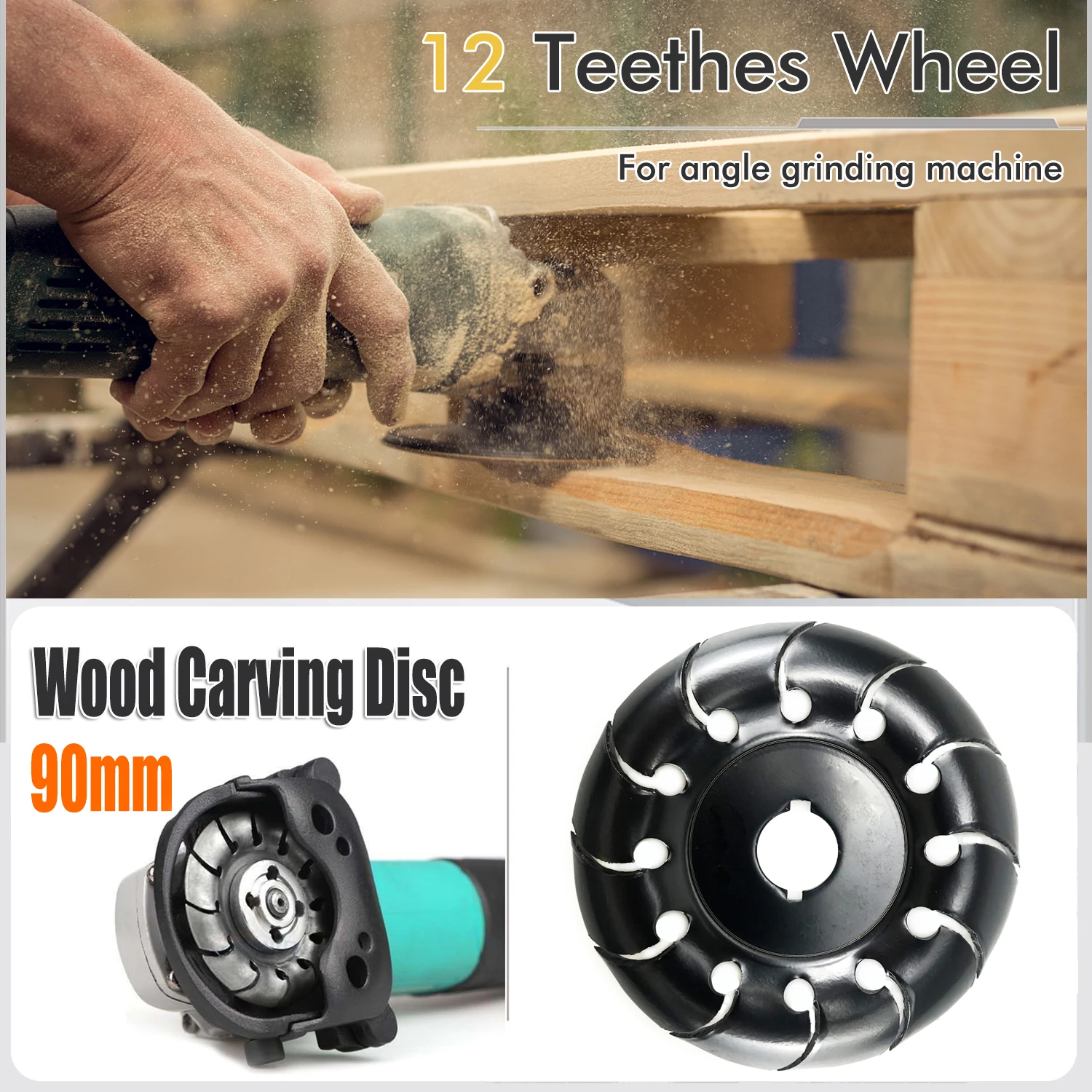 

Wood Carving Disc Cutter Angle Grinder Circular Saw Blade Double 12 Teethes Wheel Abrasive Cut Sharp Tree Woodworking 90mm