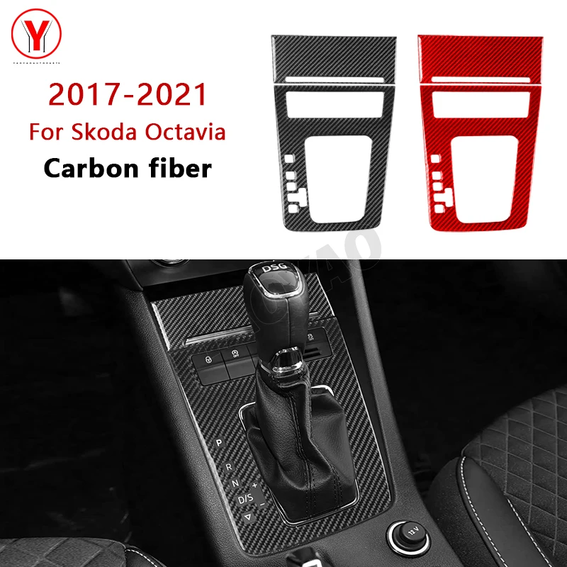 

For Skoda Octavia 2017 2018 2019 2020 2021 Carbon Fiber Styling Protective Stickers Film Gear Panel Car Trim Accessories