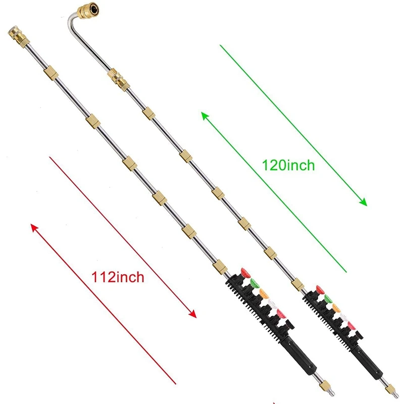 Newpressure Washer Wand Extension - Power Washer Cleaner 10 FT Replacement Lance With 6 Nozzle Tips,Curved Rod,4000 PSI