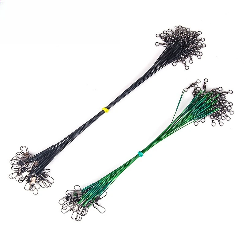 20Pcs Super Strong Tensile Force Anti Bite Steel Fishing Line Steel Wire Leader with Rotating Snaps Fishing Lead Wire Lead Wire