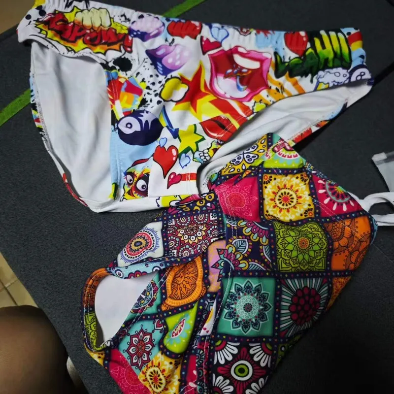 2026 Color Fashion Combination Men's Seaside Beach Professional Swimming Trunks Fashion Drawstring UXH085