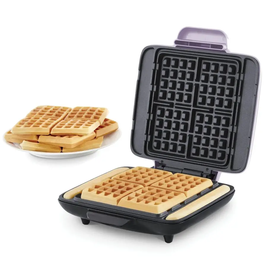 

NoDrip Waffle Maker Four Waffle Molds, Nonstick Waffle Iron with Quick HeatUp, Nonstick Surface Perfect Waffle Maker for Kids an