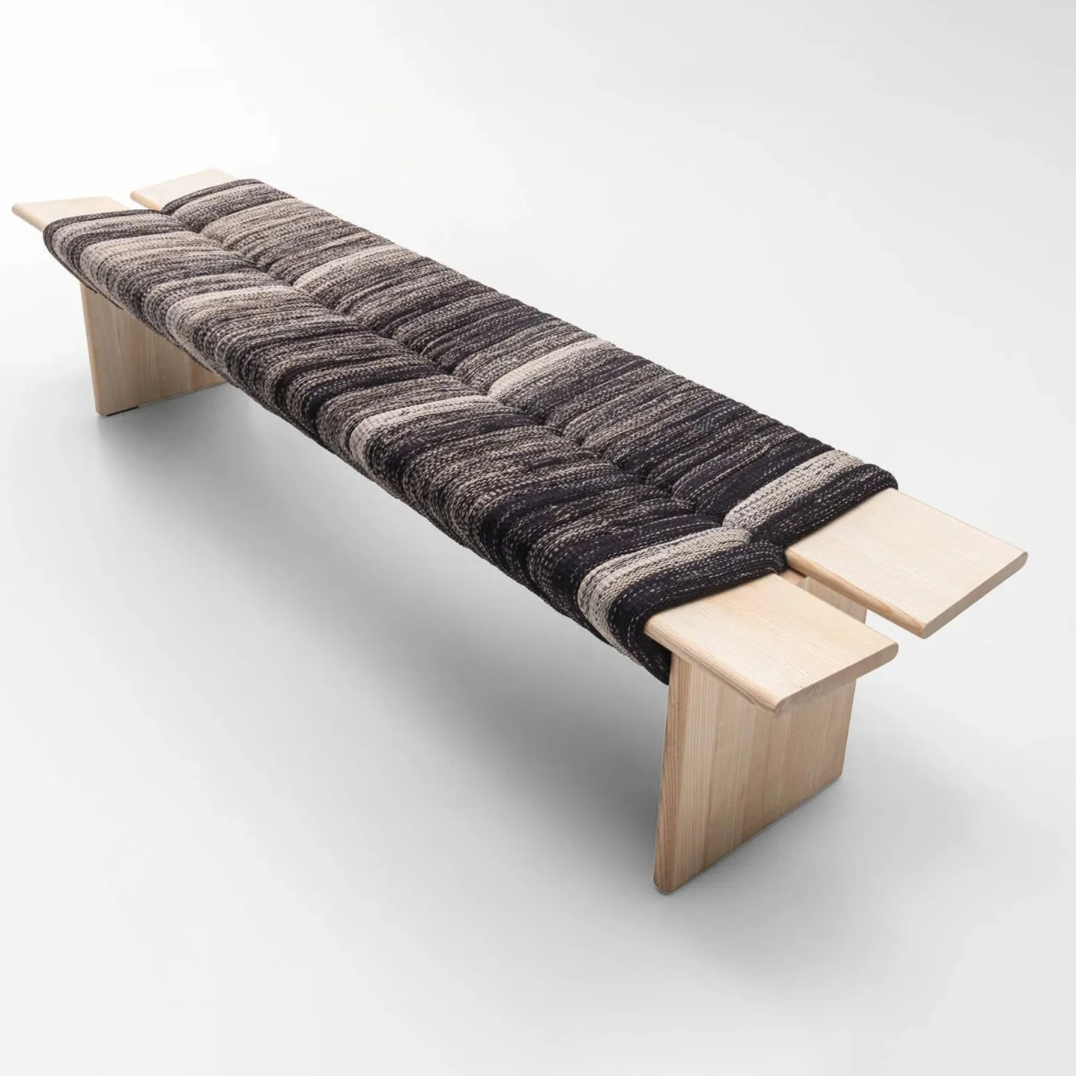 Modern simple wooden woven bench designer creative living room coffee table stool color striped stool