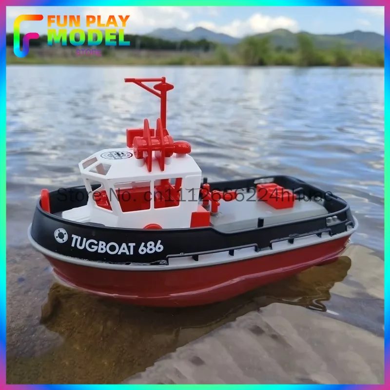 

686 Rc Boat 2.4g 1/72 Powerful Dual Motor Long Range Wireless Electric Remote Control Tugboat Model Toys For Boys Gift