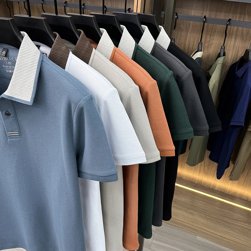 Luxuriöses 100% Baumwoll-Kurzarm-Poloshirt für Herren, neuer Trend, Marken-Cartoon-Bären-Stickerei, atmungsaktives, bequemes, lässiges Sommer-T-Shirt – Detail 4