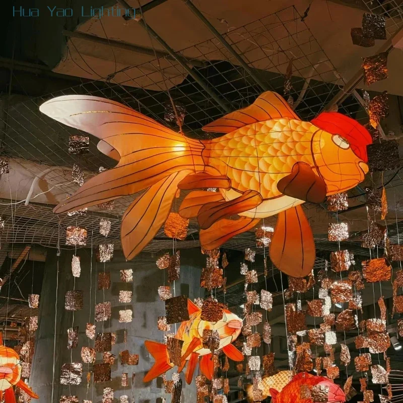 Large lantern fish lantern party dragon year lamp phoenix lantern hot pot shop chandelier carp lamp