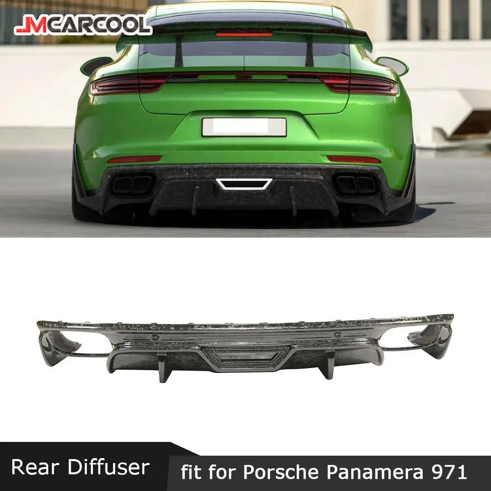 

JMCARCOOL подходит для Porsche Panamera 971 2017-2019, задний диффузор для губ, сухой кованый карбоновый задний бампер, спойлер, защита, Стайлинг автомобиля