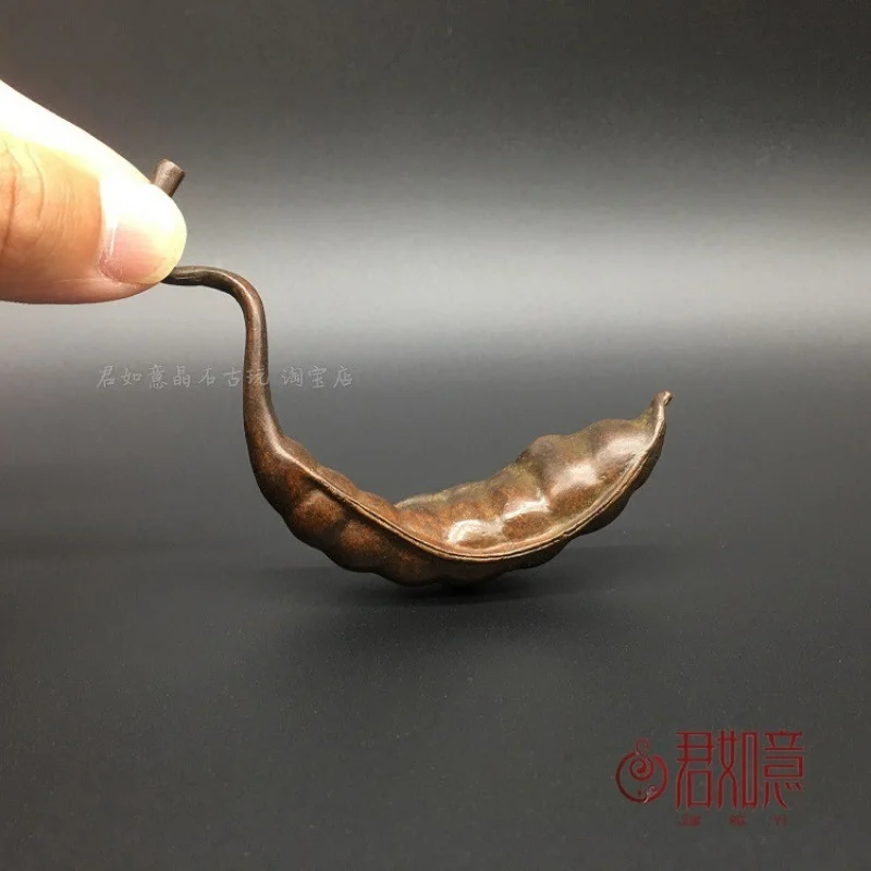 Solid Long Pea Pod Small Ornament Golden Toad Copper Bean Handle Tea Pet