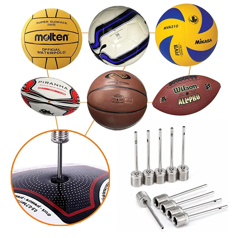 1/5/10Pcs Sport Ball Inflating Pump Needle for Football Basketball Soccer Inflatable Air Valve Adaptor Stainless Steel Pump Pin