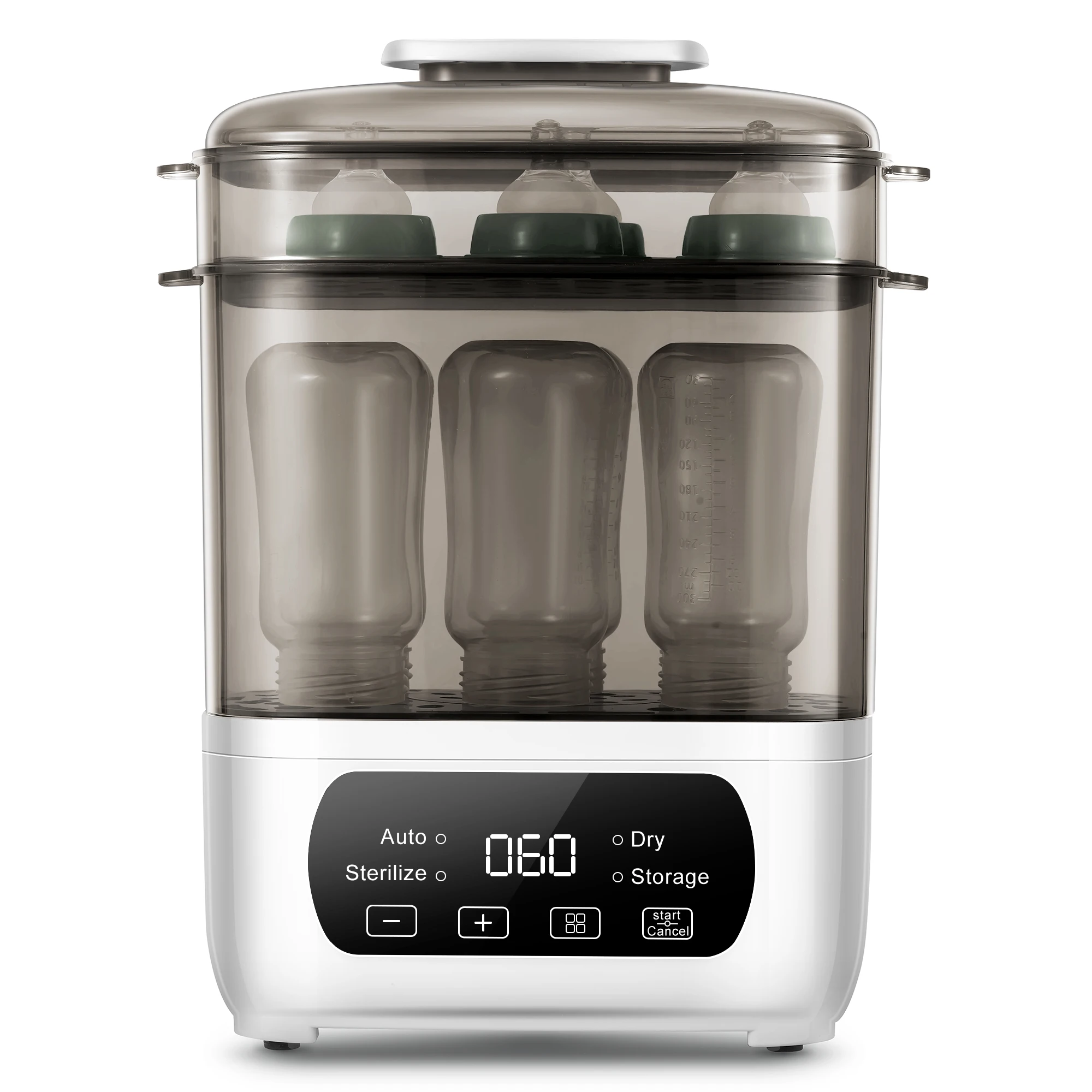 

Электрический стерилизатор-сушилка для детских бутылочек Tieasy 4-в-1 с LED-дисплеем и сенсорным управлением, серый, BBS001