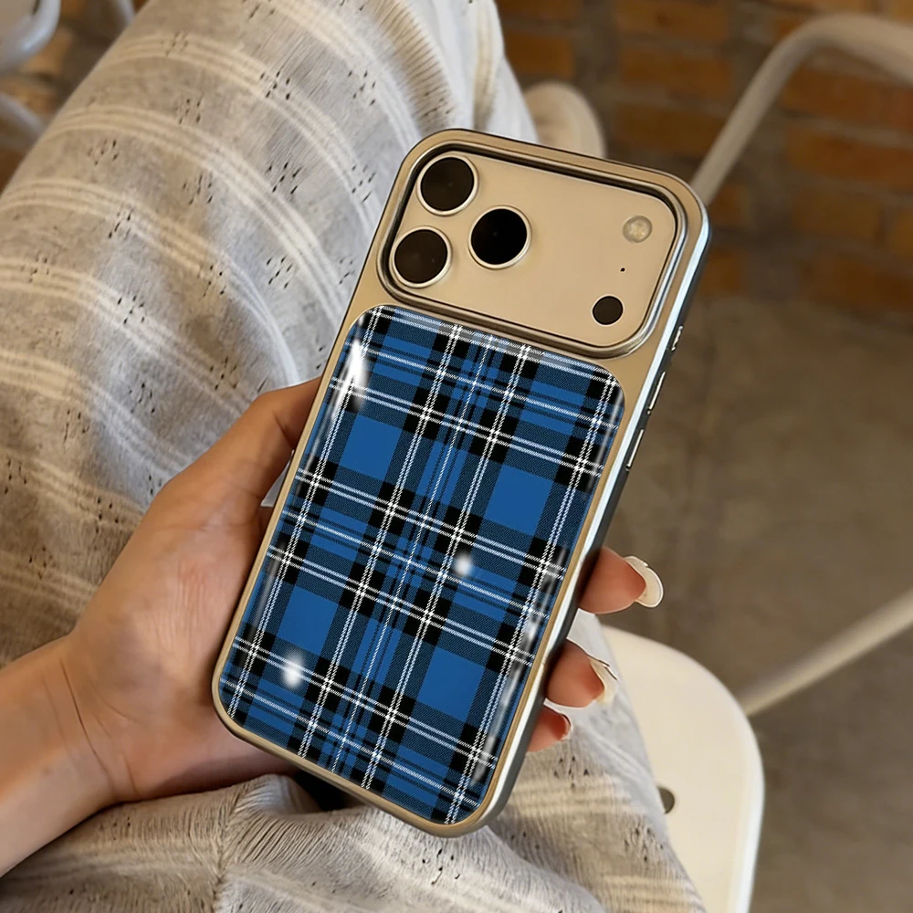 Einfache blaue karierte Drop-Glue INS Hülle für iPhone 15 17 13 Pro Max Phone 11 12 ProMax 14 15 16 Plus Hüllen Stoßfeste Luxus-Fundas – Detail 10