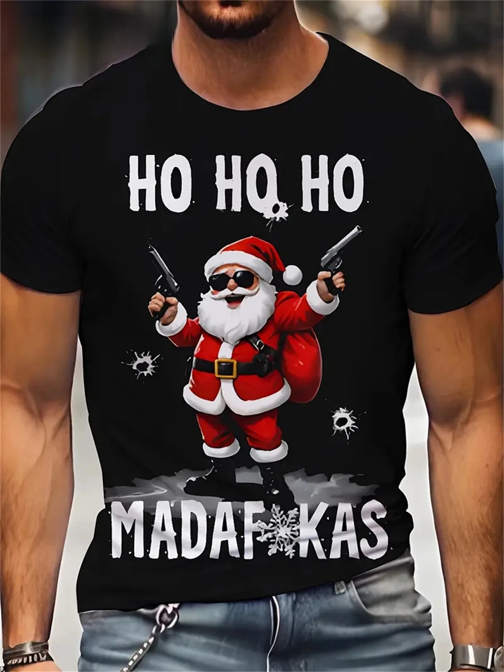 Christmas 3D Santa Claus Print T Shirt for Men Casual Short Sleeve Tee Shirts Fashion O-Neck Top New Year Gift Oversized T-Shirt