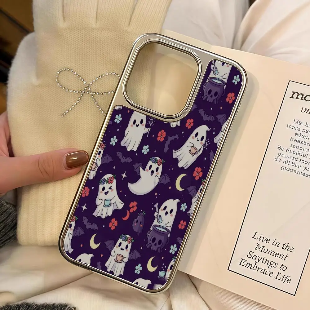

Halloween Pumpkin Ghost Phone Case For IPhone 17 16 15 14 13 12 11 Pro Max Plus HD Magsafe Metal Frame Carbon Fiber Hard Shell