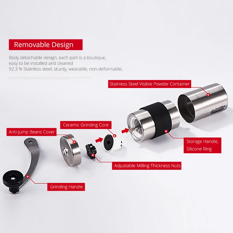 Molinillo de Café Manual, Mini molinillo cónico de mano, herramientas de molino de café, movimiento de cerámica para café hecho a mano