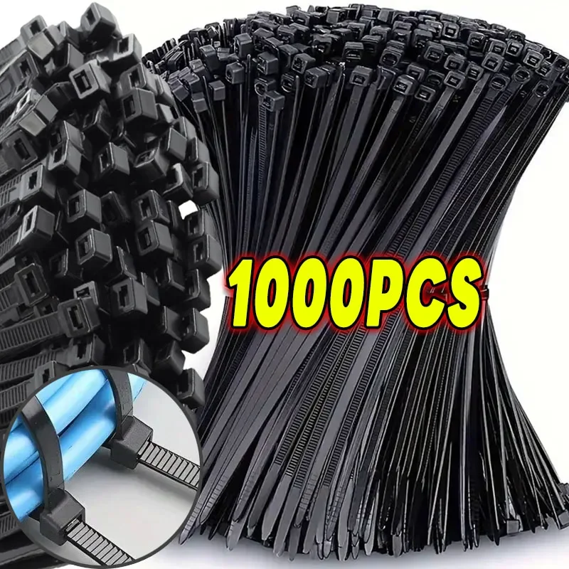 100/1000Pcs Wholesale Plastic Nylon Cable Ties Self-locking Cord Straps Adjustable Cable Fastening Loop Home Office Wire Zip Tie