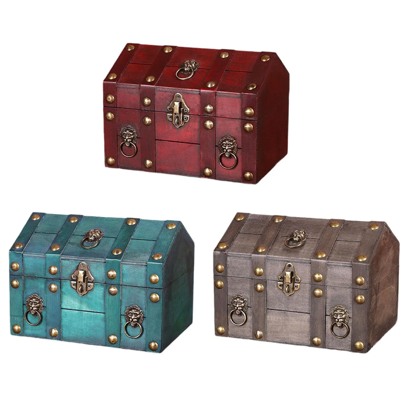 

Pirate Treasure Chest Keepsakes Box Wooden Jewelry Organizer Box Unique Handmade Jewelry Storage Box Decorative Storage Box