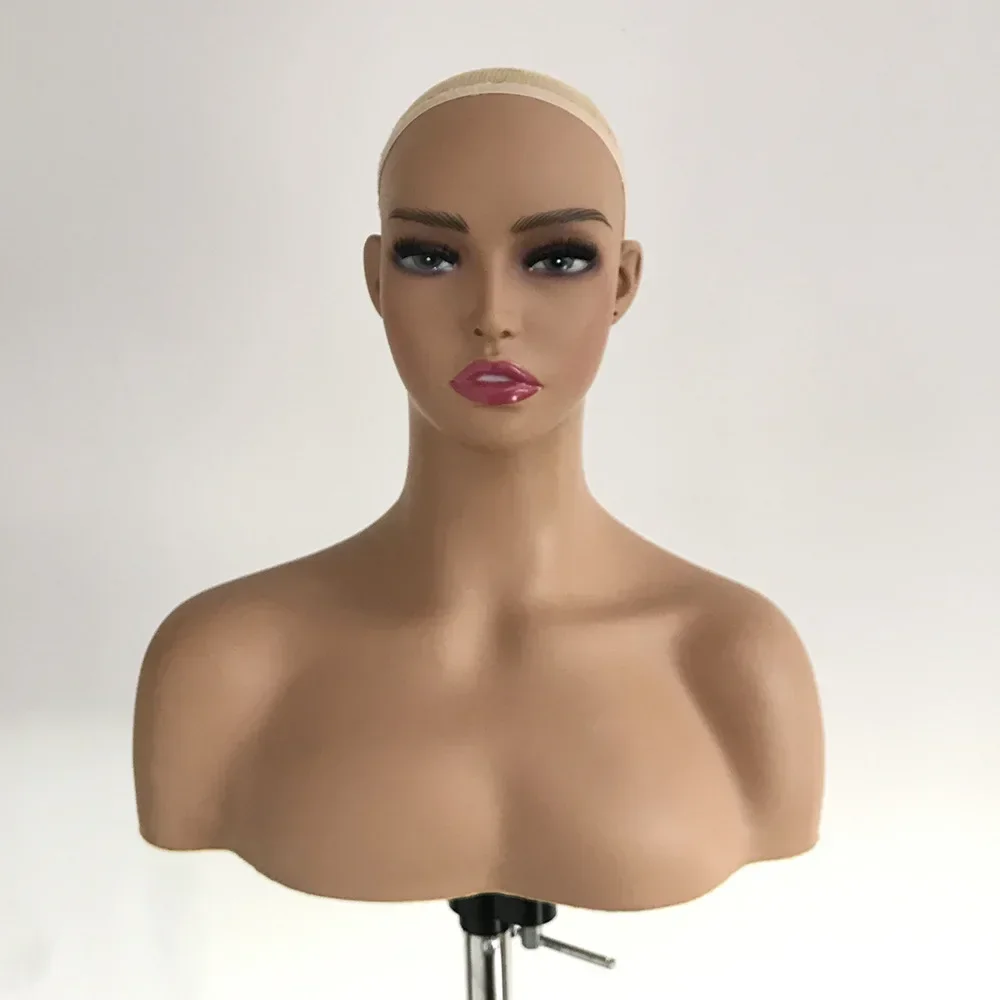 Realistic European and American Female Wig Manikin Head Model Half Body Mannequin Head with Shoulder for Wig Display