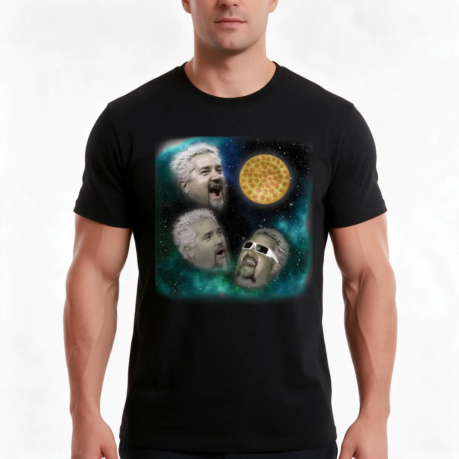Three Fieri Pizza T-Shirt Summer Casual Cotton Tee Oversized Streetwear Tops Vintage Graphic Print Loose Fit Short Sleeve