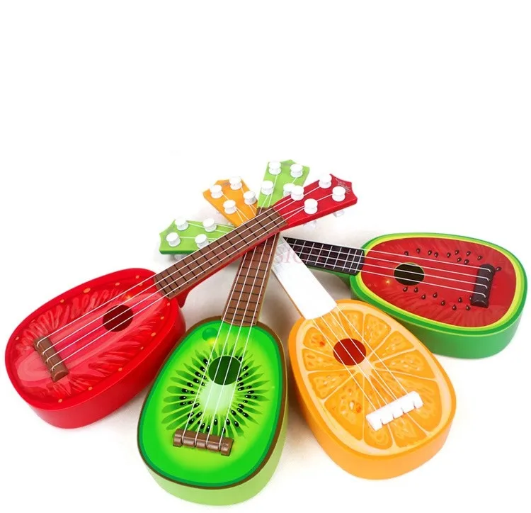 Cartoon fruit Yukrili Ukrili four-string mini guitar, which can play musical instruments, educational children's toys