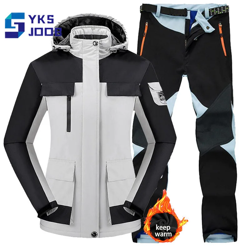 

Winter Hiking Padded Jacket Set Womens Thermal Treking Camping Skiing Suits Waterbreak Breathable Windproof Wear-resisting Sets